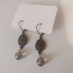 Brown and green earrings